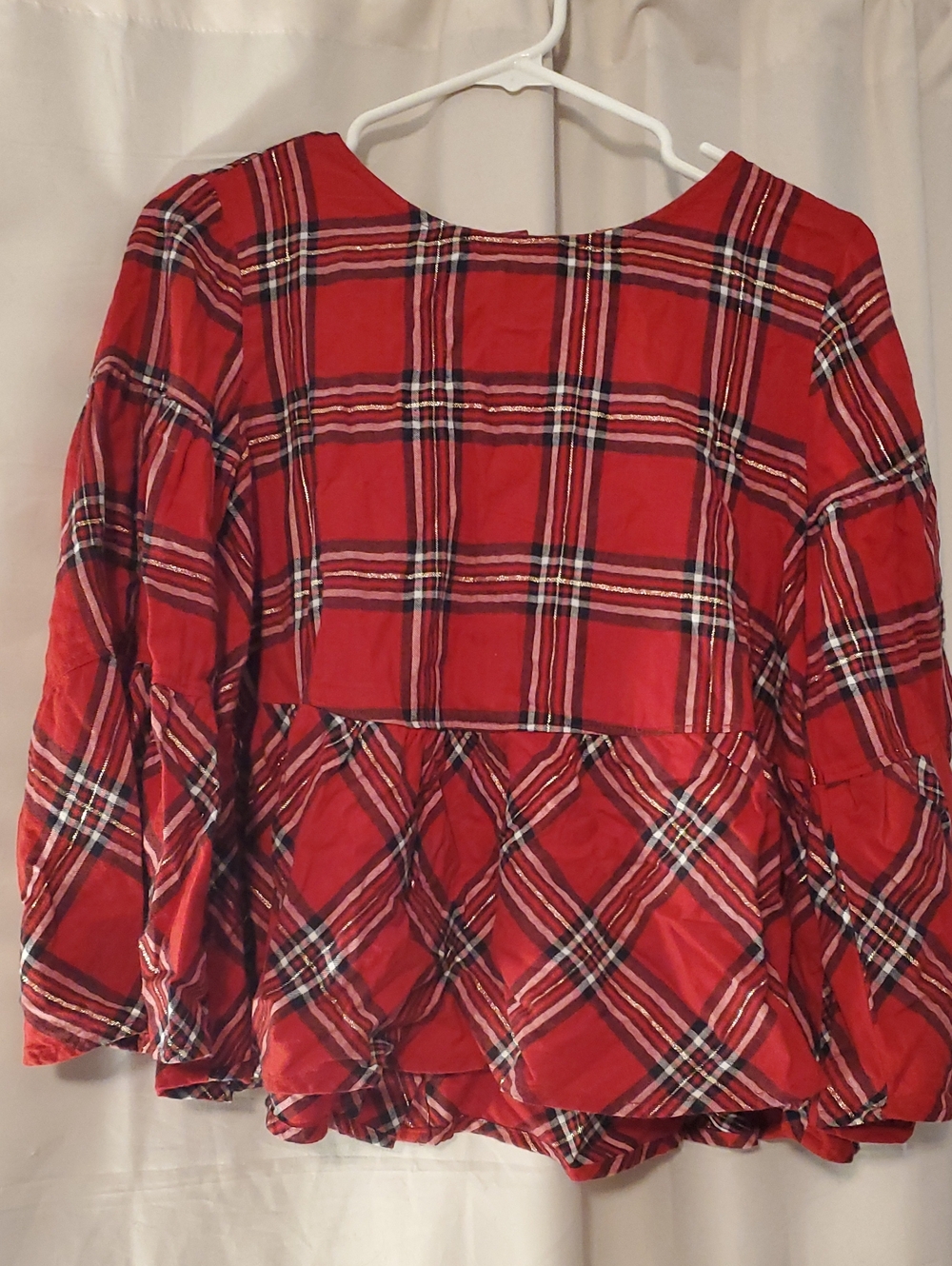 Peyton & Parker Red Plaid Peplum Blouse